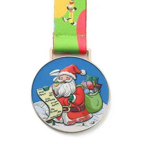 Colorful round medal showing Santa Claus reading a naughty list with a bag of presents, set against a blue sky background. Image 3 Title: Christmas Run Medal with Santa and Reindeer Alt Text: Shaped medal depicting Santa with two reindeer and a decorated Christmas tree, with the words “Christmas Run” at the bottom. Image 4 Title: Custom Merry Christmas Medal with Santa and Gifts Alt Text: Bronze-tone medal with Santa popping out of a chimney, surrounded by trees and presents, featuring bold “Merry Christmas” text. Image 5 Title: Gold Running Santa Medal with Chinese Text Alt Text: Gold medal featuring a running Santa and raised Chinese text, with a red, white, and blue striped ribbon. Let me know if you’d like the alt text optimized for a specific SEO keyword (like “custom Christmas medals” or “holiday race medals”). 您说： 这是圣诞奖牌定制的产品页面的banner She Knows Alt Text 说： Great—here’s a concise, optimized title and alt text in English for your Christmas medal custom product banner: Title: Custom Christmas Medals Banner Alt Text: Three custom Christmas medals with red ribbons displayed on a festive background, featuring designs of Santa Claus, a snowman, and a decorated Christmas tree labeled "2023". Let me know if you’d like it tailored for SEO with a specific keyword like “custom holiday medals” or “Christmas race medals”. 您说： 页面中的一些插图 She Knows Alt Text 说： Here are titles and alt text in English for each of the illustration images you’ve shared from your Christmas medal custom page: Image 1 Title: Christmas 5K Run Medals with Santa and Stocking Alt Text: Two festive medals for a Christmas 5K run, one featuring Santa Claus and holly leaves, the other showing a stocking filled with candy canes on a green holly wreath background. Image 2 Title: Close-Up of Rotary Santa Run Medal Alt Text: Detailed close-up of a red and silver medal with the words “Rotary Santa Run” in green, highlighting Santa suit elements in the design. Image 3 Title: 5K Escape Christmas Medals in Production Alt Text: Multiple 5K Escape medals featuring a Santa hat and red sled lined up during production, labeled “Parranda Run” at the bottom. Image 4 Title: Christmas Medal Trio with Sketches Alt Text: Three Christmas-themed medals displayed on a table with pencil sketches, including a “Merry Christmas” medal, a snowman snowflake medal, and a green shield-shaped medal labeled “Christmas 5K”. Let me know if you'd like all of these optimized for a specific SEO keyword like "Christmas 5K medals" or "custom holiday run medals" for consistency. 您说： 继续 She Knows Alt Text 说： Here’s the title and alt text for this festive product image: Title: Christmas Inflatable Fun Run Medals Alt Text: Two Christmas-themed medals for an inflatable fun run, one with a running Santa on a green background and the other shaped like Santa's face, both with red ribbons and a snowy holiday backdrop. Let me know if you'd like an SEO keyword naturally included in the alt text, such as "custom Christmas fun run medals".